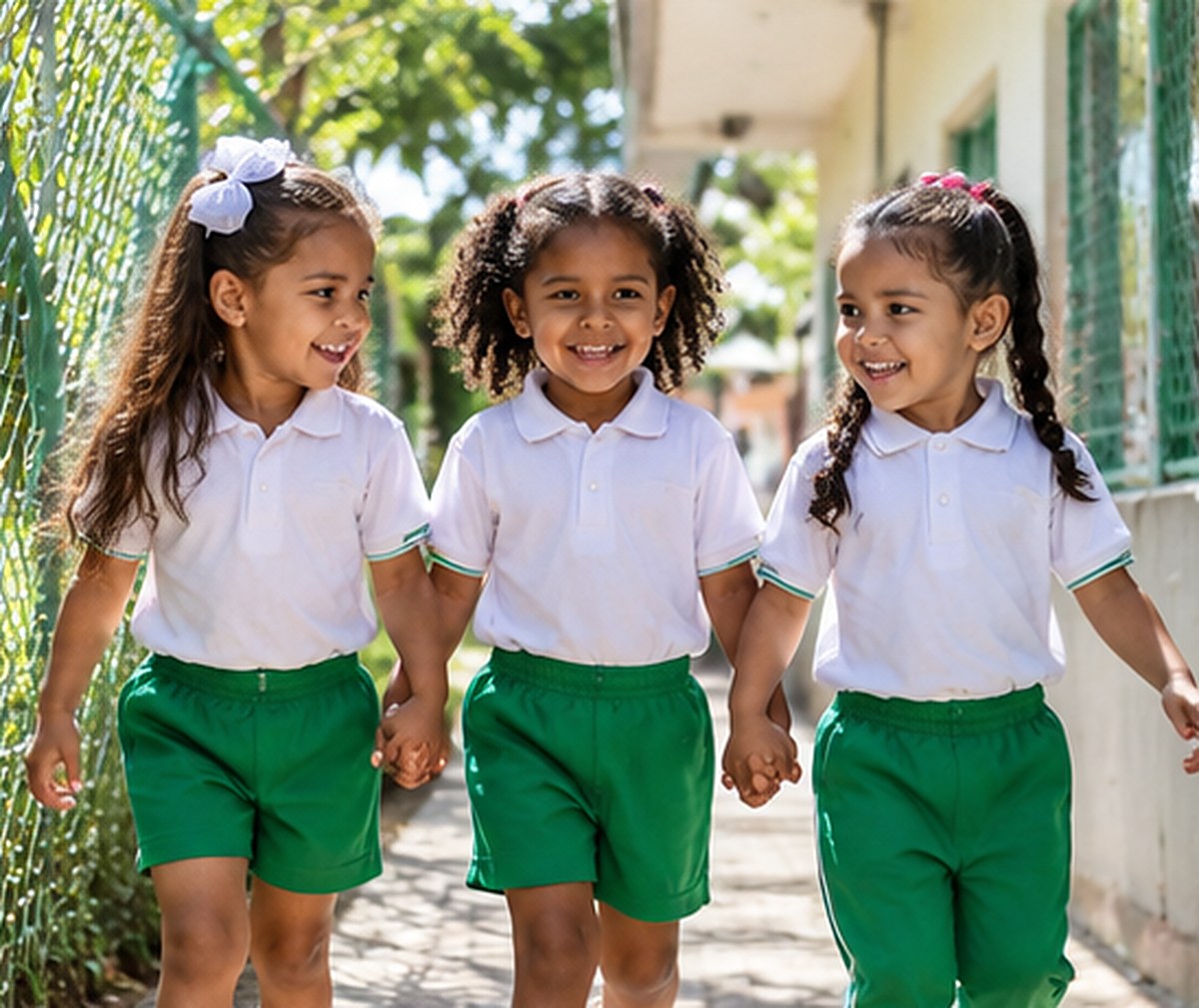 Niñas caminando de la mano